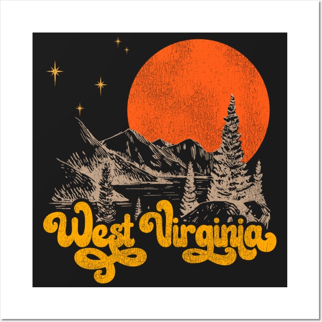 Vintage State of West Virginia Mid Century Distressed Aesthetic Wall Art by darklordpug